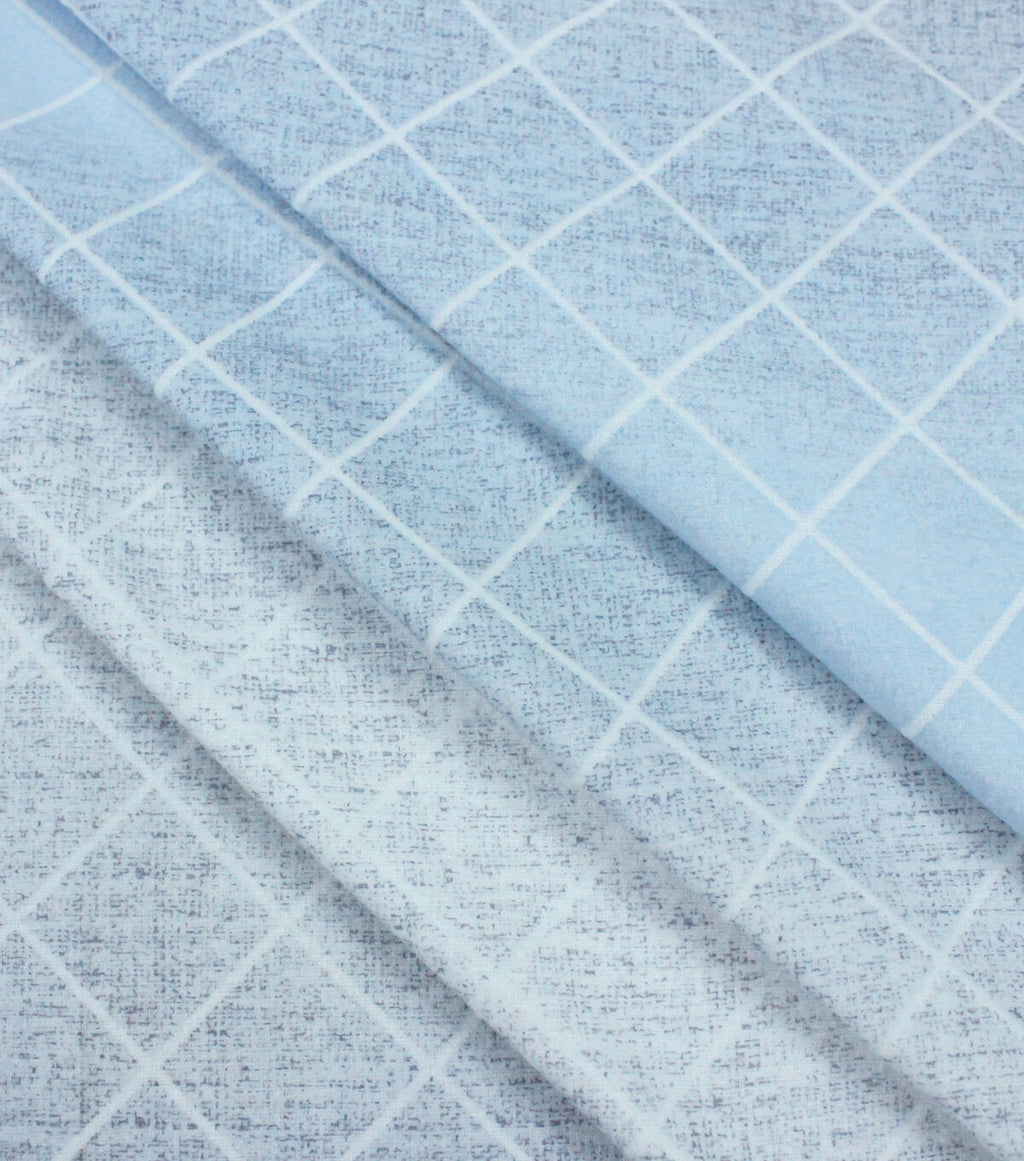 Grid Blue Super Snuggle Flannel Fabric