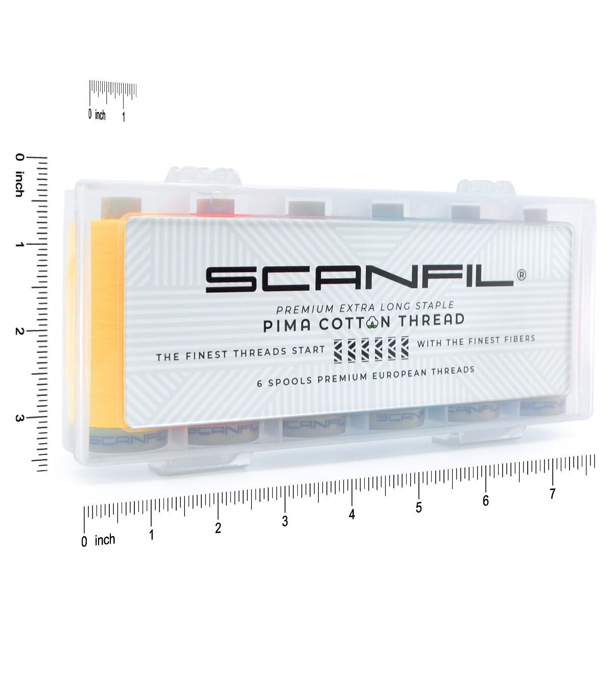 SCANFIL Pima Cotton 50 Wt Thread 1200 Yds 6ct and Storage Box Harvest