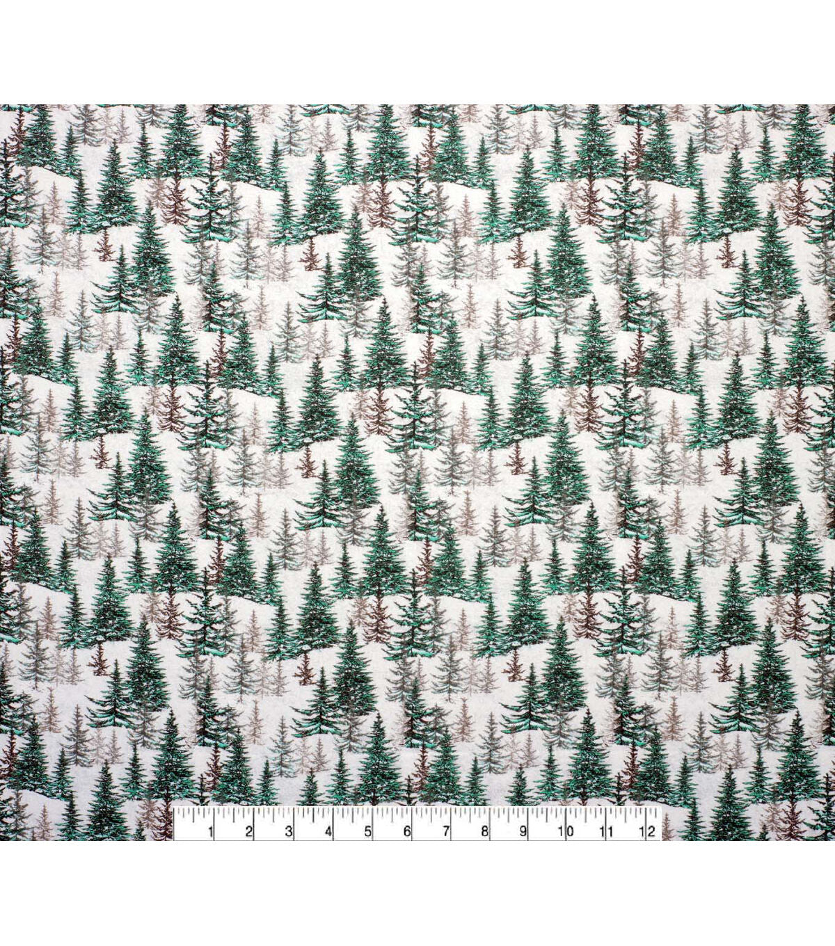 Evergreens on White Super Snuggle Christmas Flannel Fabric