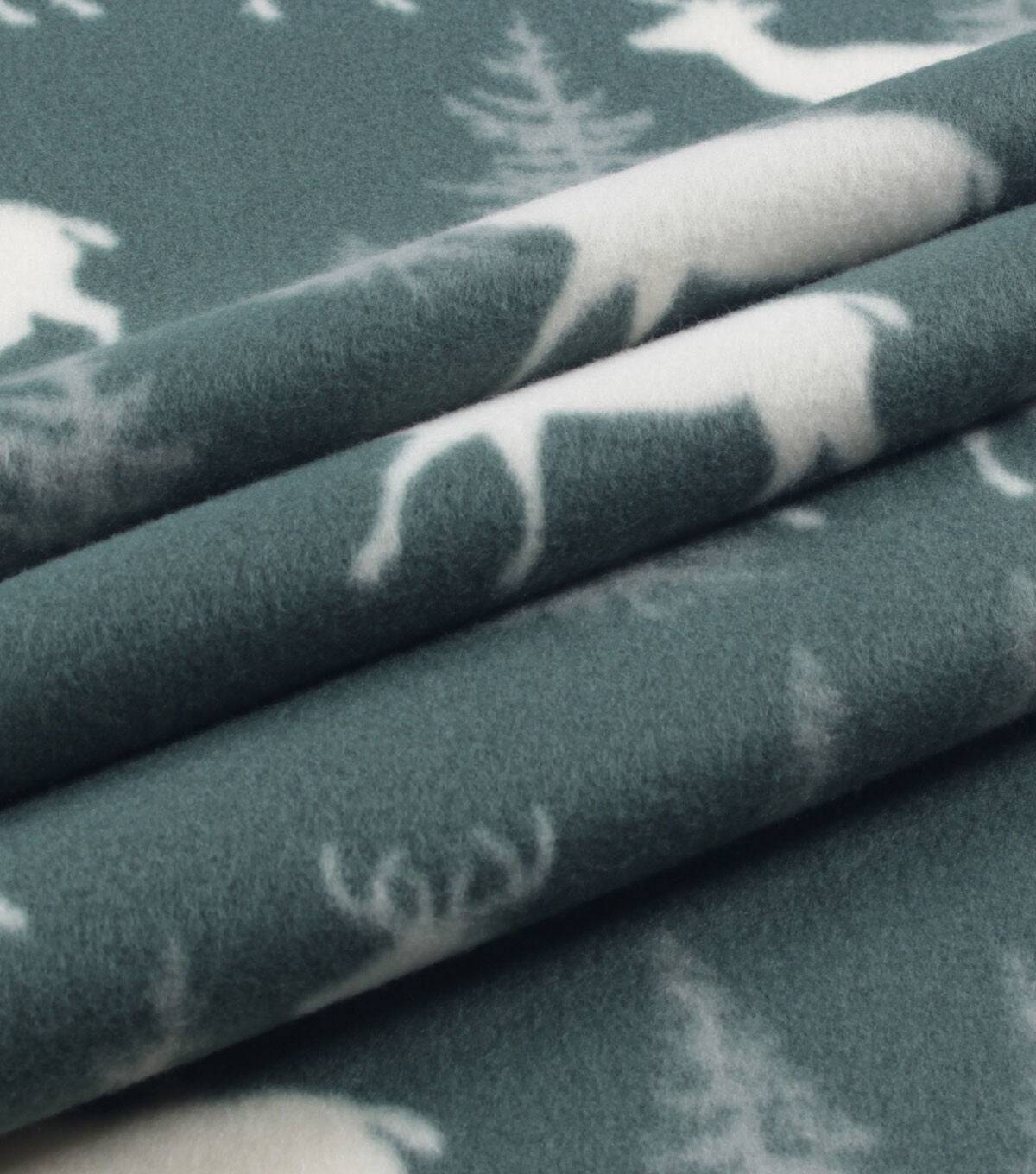 Green Deer Forest Blizzard Fleece Fabric