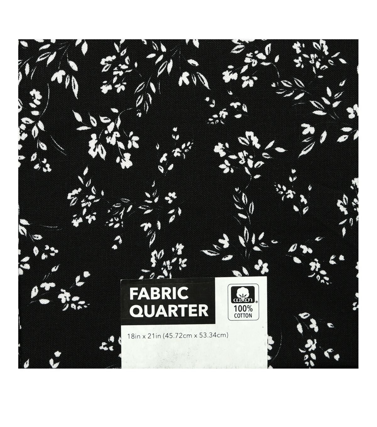 18 x 21 Floral on Black Cotton Fabric Quarter 1pc by Keepsake Calico