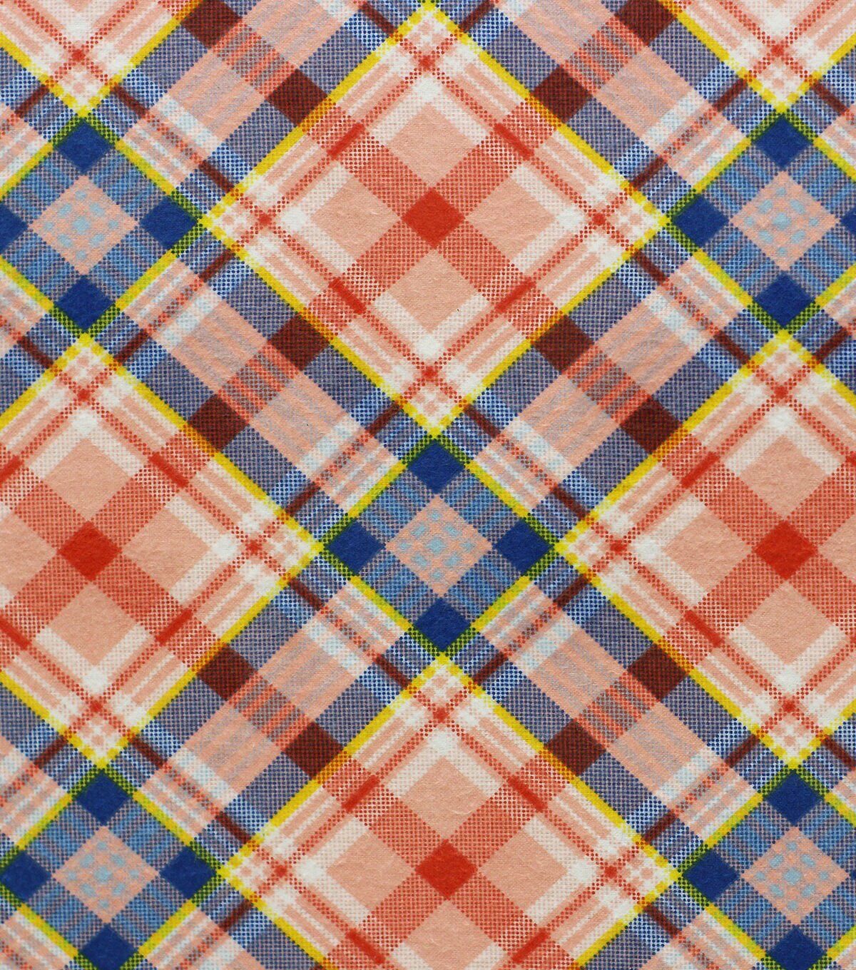 Spring Coral Bias Plaid Super Snuggle Flannel Fabric