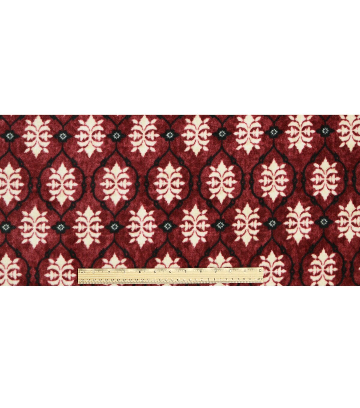 Red Geometric Floral Luxe Fleece Fabric