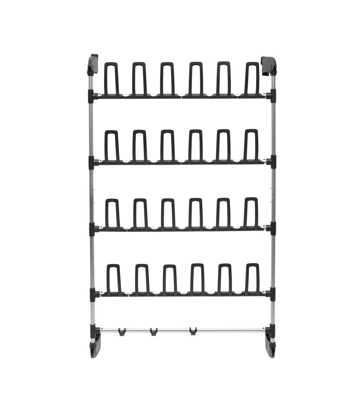 Organize It All 27 Black 12 Pair Over the Door Shoe Rack With Hooks
