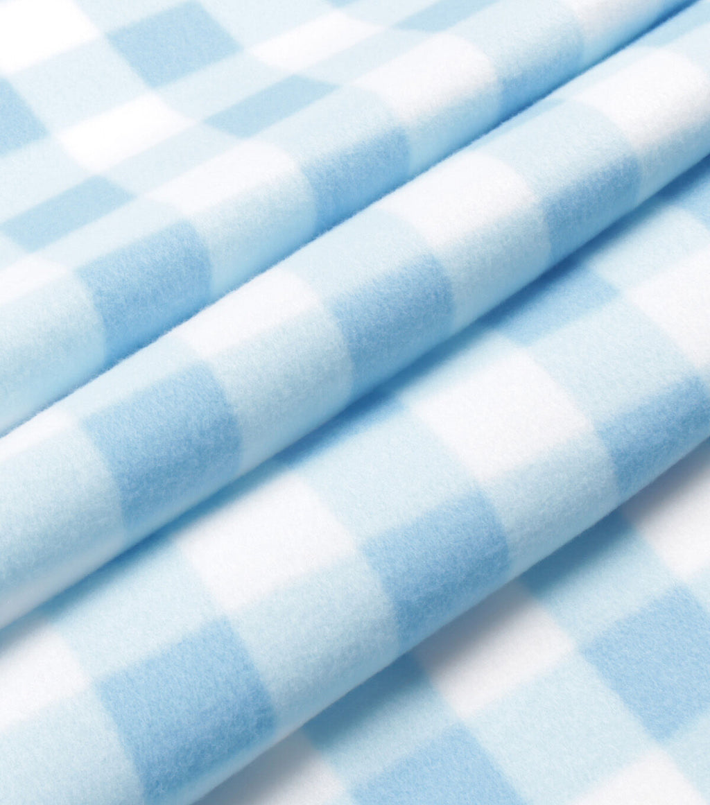 Blue Gingham Blizzard Fleece Fabric