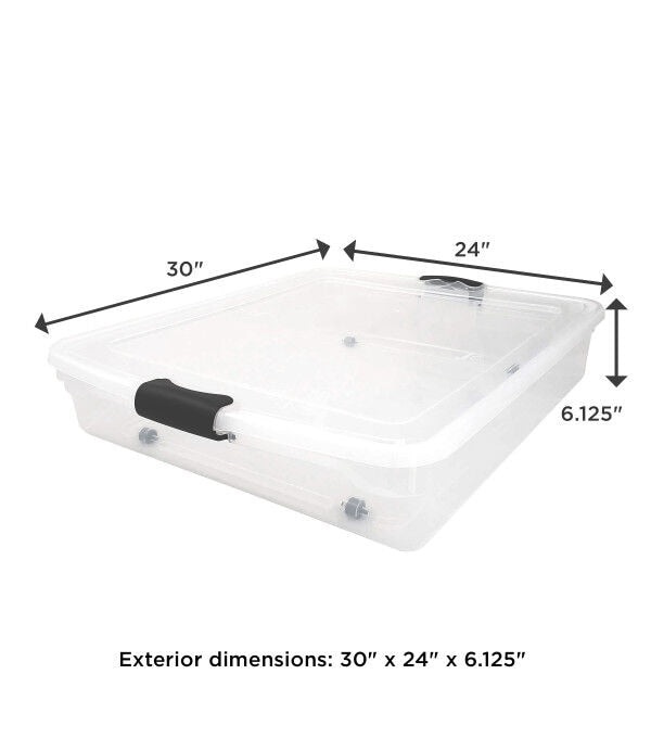 Homz 14 Gallon Clear & Gray Plastic Underbed Storage Container