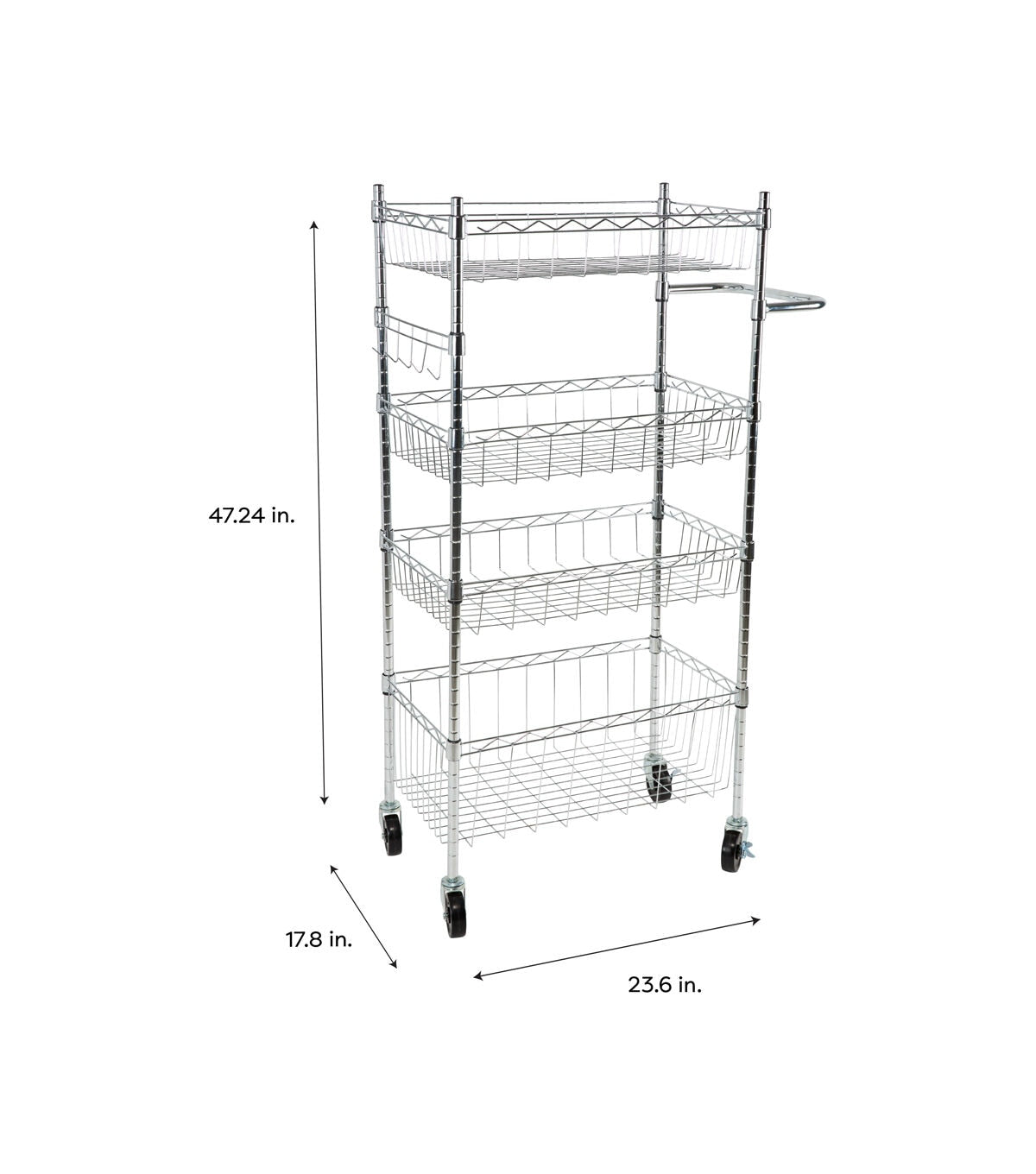 Organize It All 47 Silver 4 Tier Rolling Utility Cart With Baskets