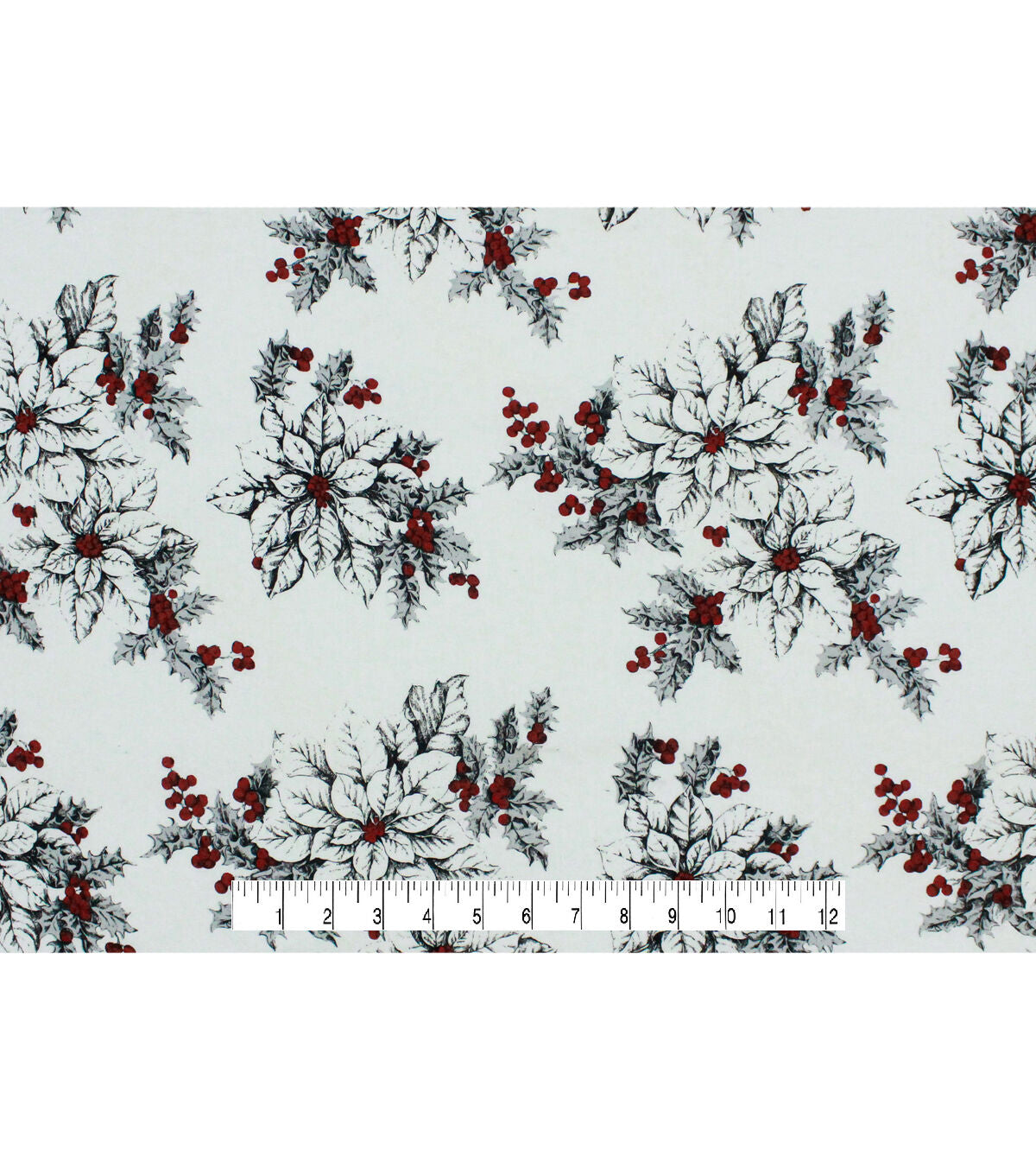White Poinsettia Super Snuggle Flannel Fabric