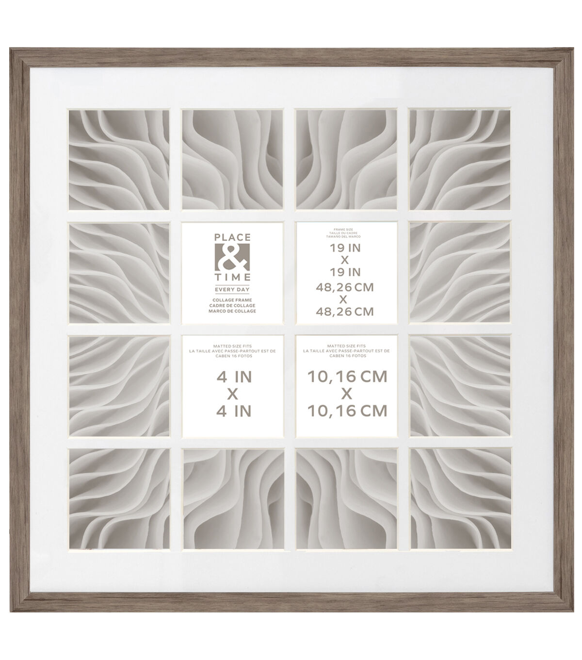 19 x 19 Natural 16 Photo Collage Frame by Place & Time