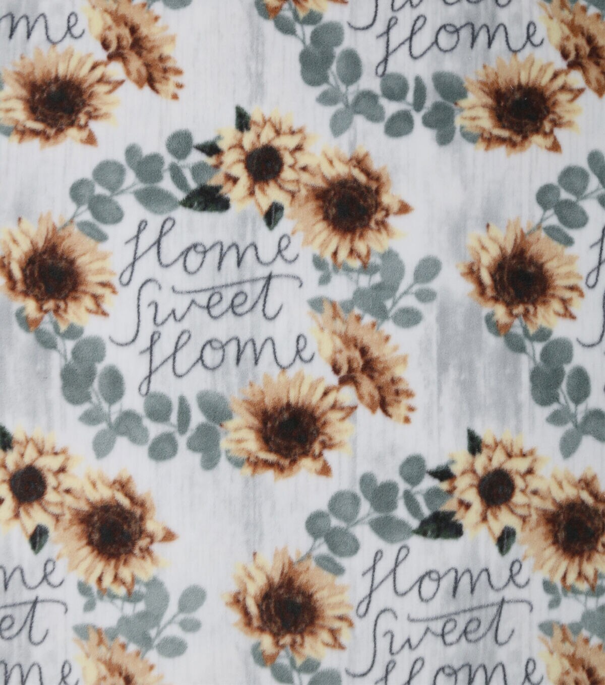 Home Sweet Home & Sunflowers Anti Pill Fleece Fabric