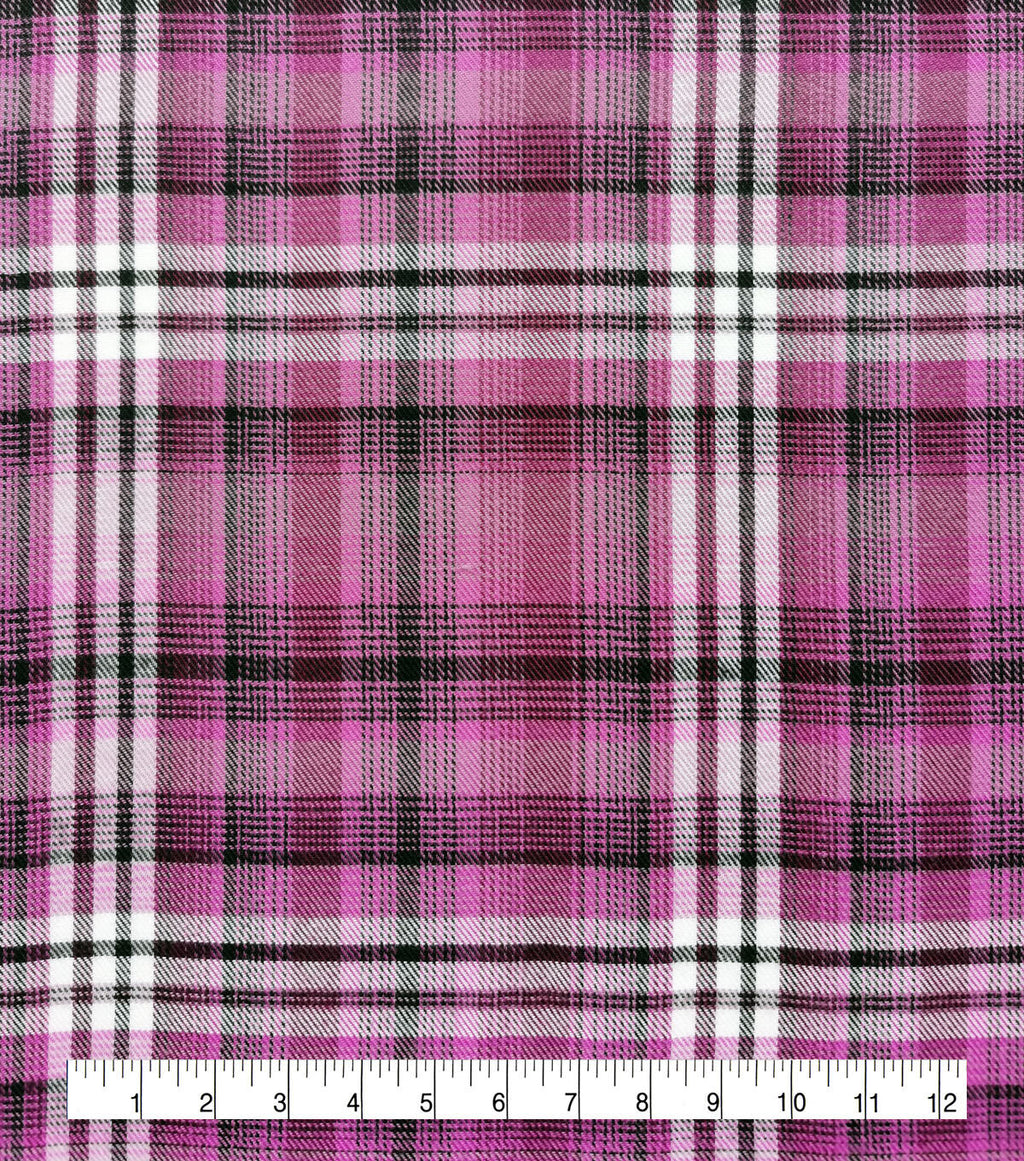 Purple Box Plaid Polyester Flannel Fabric