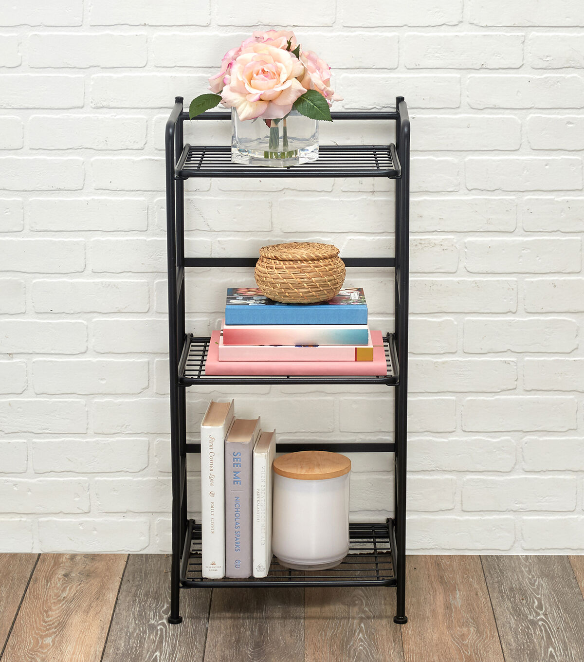 FlipShelf Black 3 Tier Metal Narrow Shelving Unit