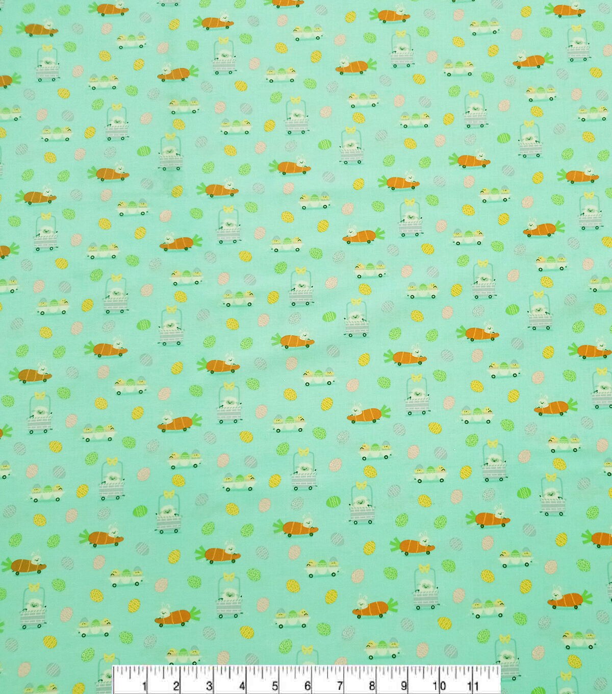 Carrot Mobiles on Green Easter Cotton Fabric