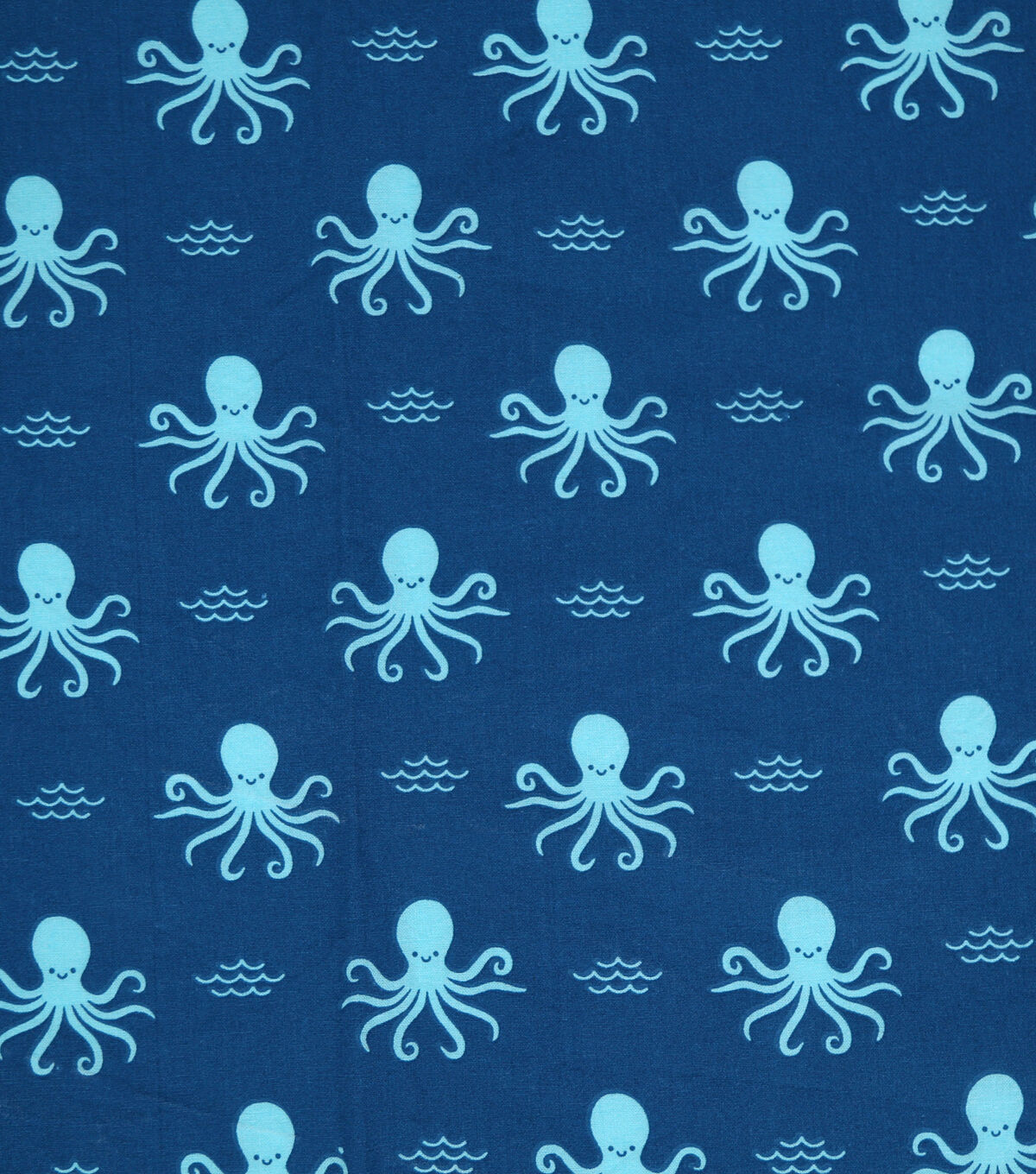 Blue Swimming Octopus Novelty Cotton Fabric by POP!