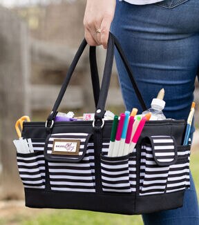 Everything Mary 13 Black & White Stripe Collapsible Deluxe Store & Tote