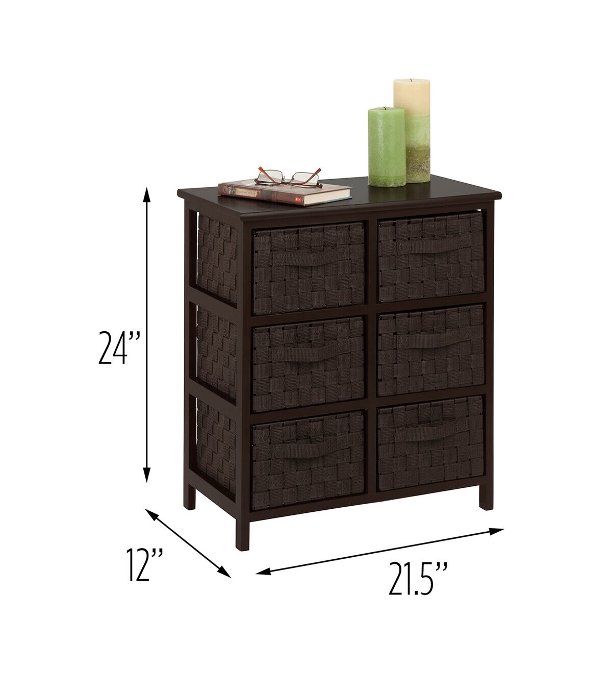 Honey Can Do 21.5 x 24.5 Espresso Woven 6 Drawer Storage Chest