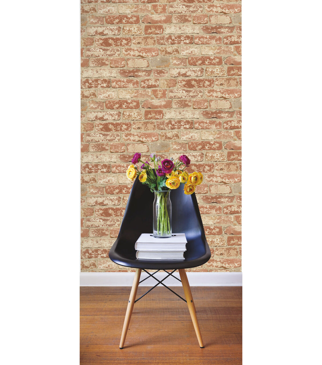 RoomMates Wallpaper Stuccoed Red Brick