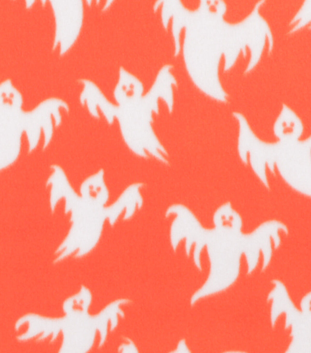 Orange Ghosts Blizzard Fleece Fabric