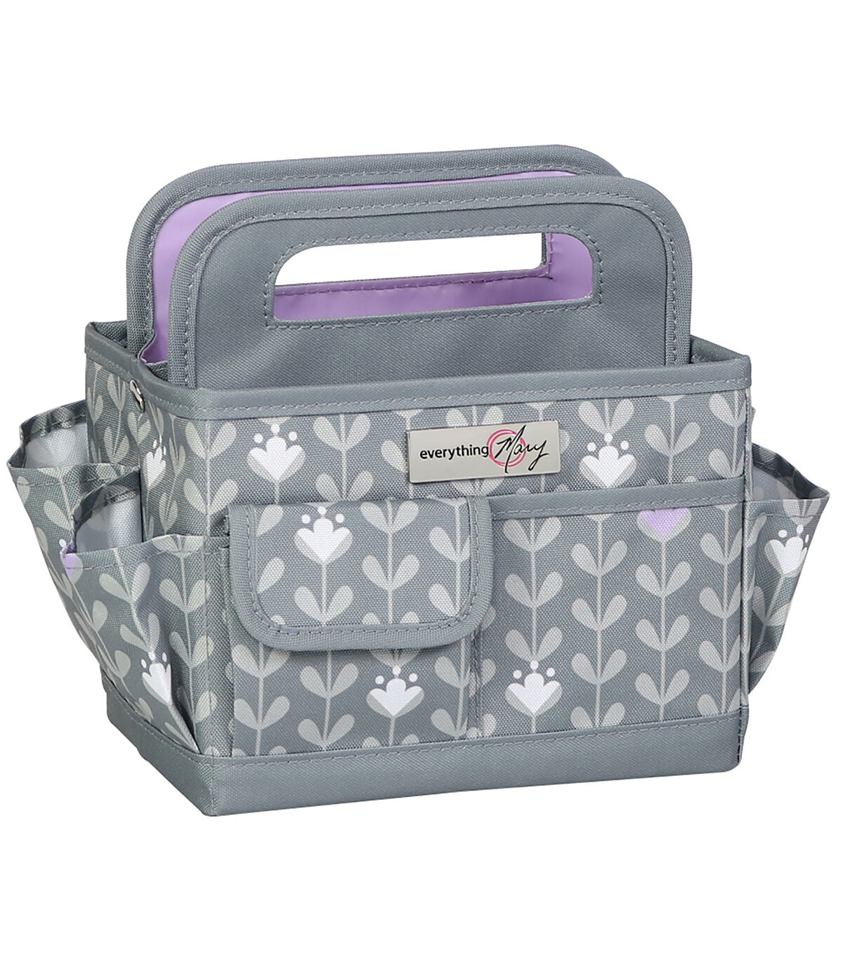 Everything Mary 8 Gray & White Floral Collapsible Craft Caddy