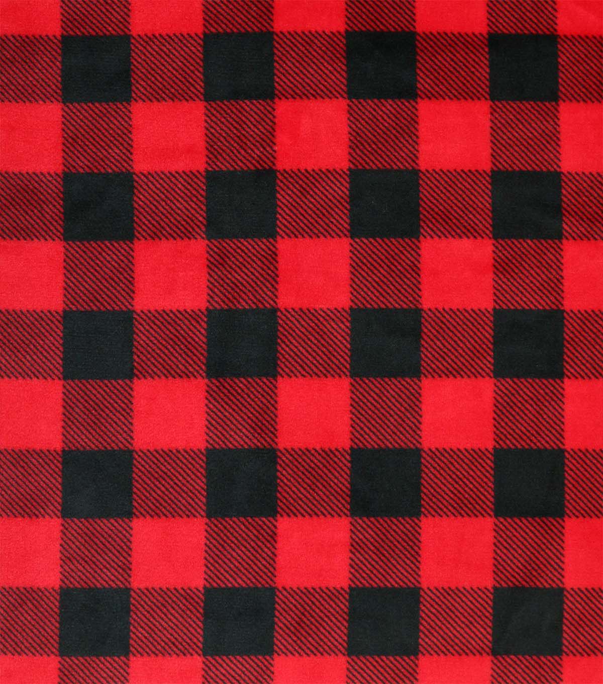 Black & Red Buffalo Plaid Sew Lush Fleece Fabric