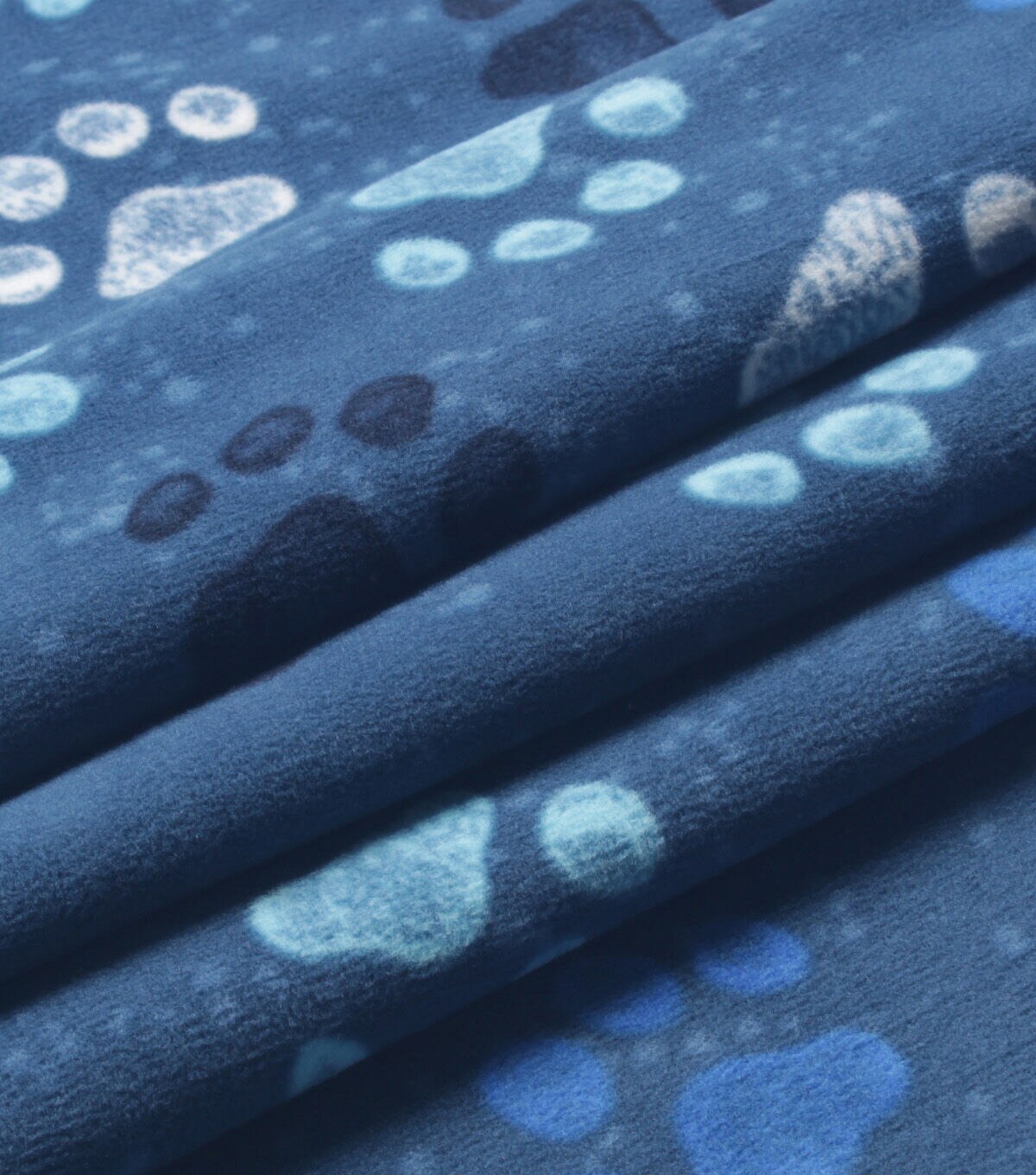 Blue Watercolor Paws Anti Pill Fleece Fabric