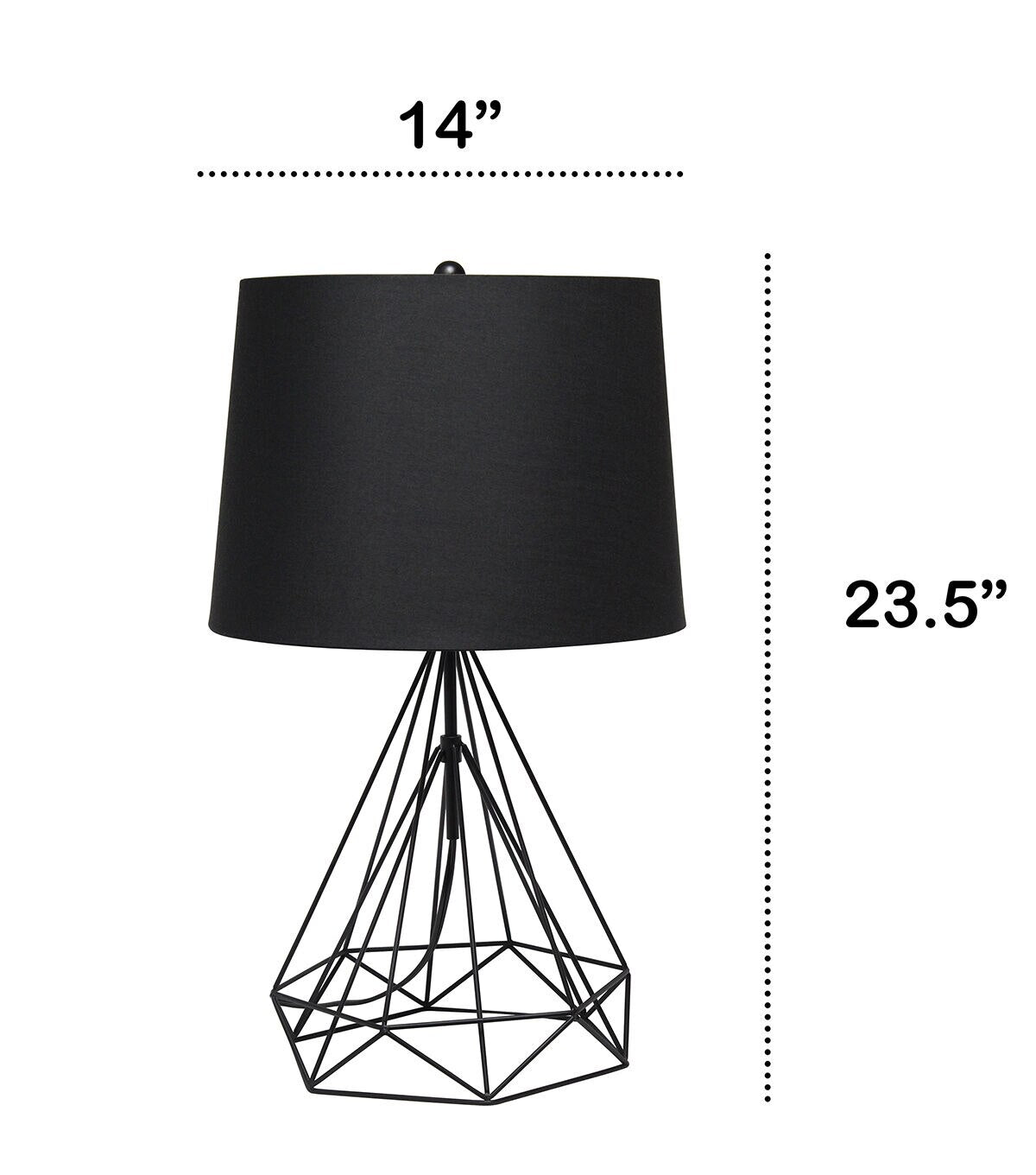 All The Rages 60 Geometric Black Wired Lamp With Fabric Shade
