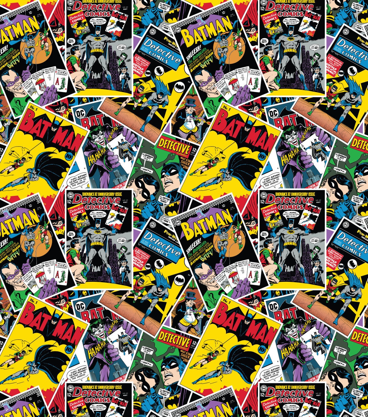 Batman Comic Stack Pop Culture Cotton Fabric