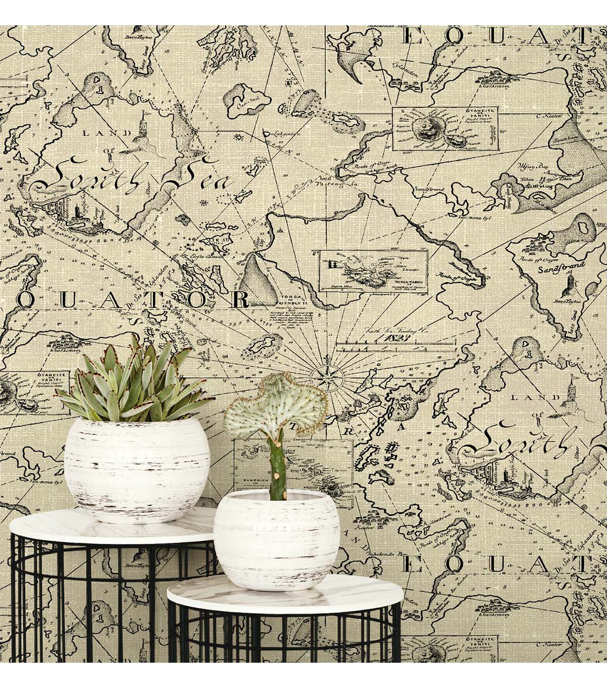 Tommy Bahama 20.5' x 18' Parchment Chartered Peel & Stick Wallpaper