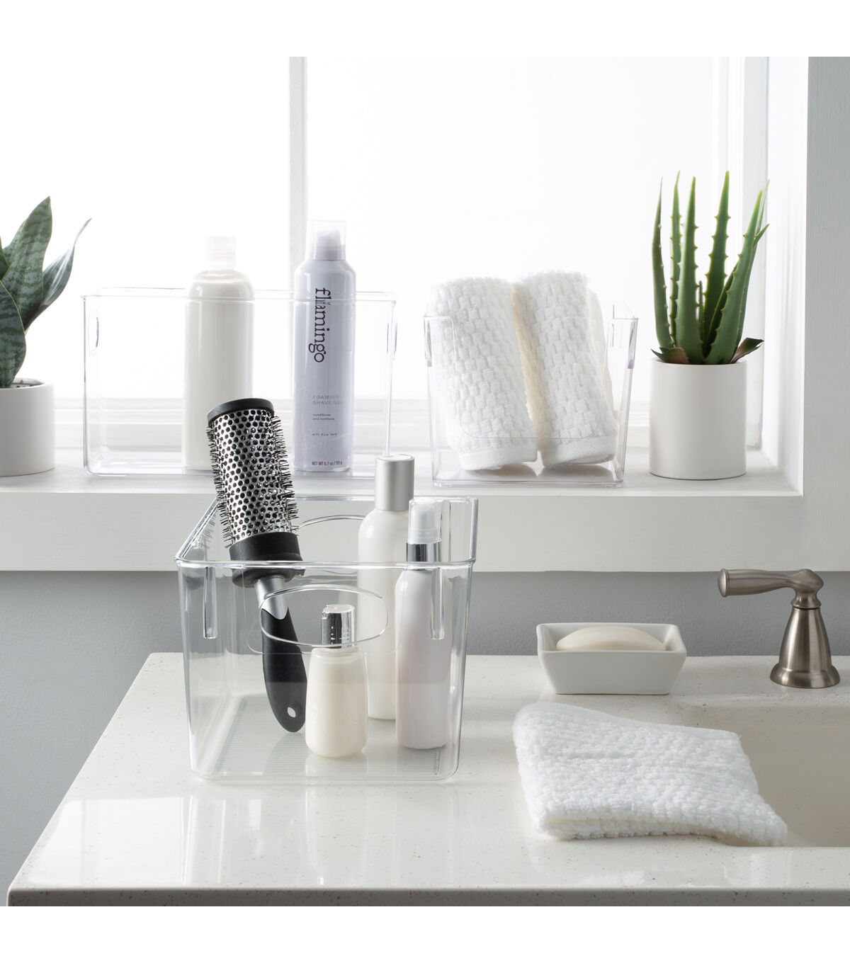 Simplify 8.5 Clear Horizontal Organizer With Cutout Handles