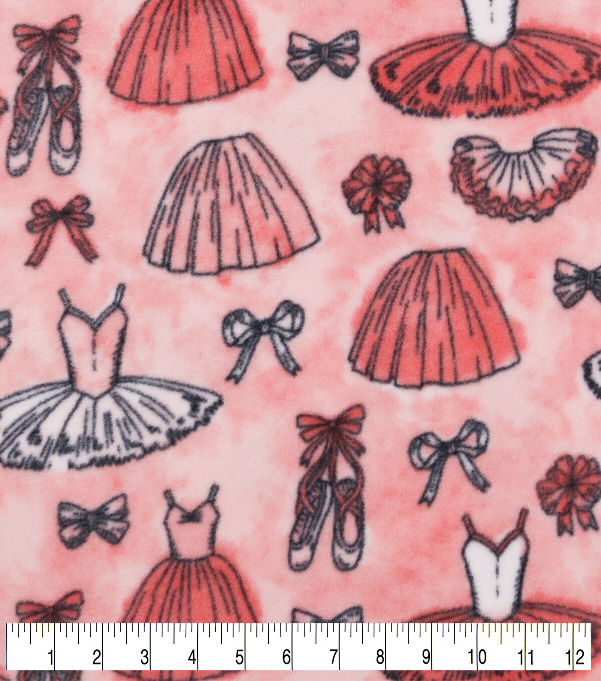 Ballerina Icons on Pink Anti Pill Fleece Fabric
