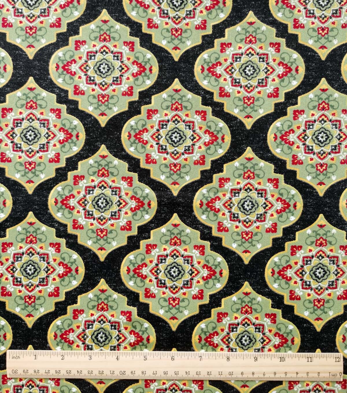 Multicolor Geometric Victorian Luxe Flannel Fabric