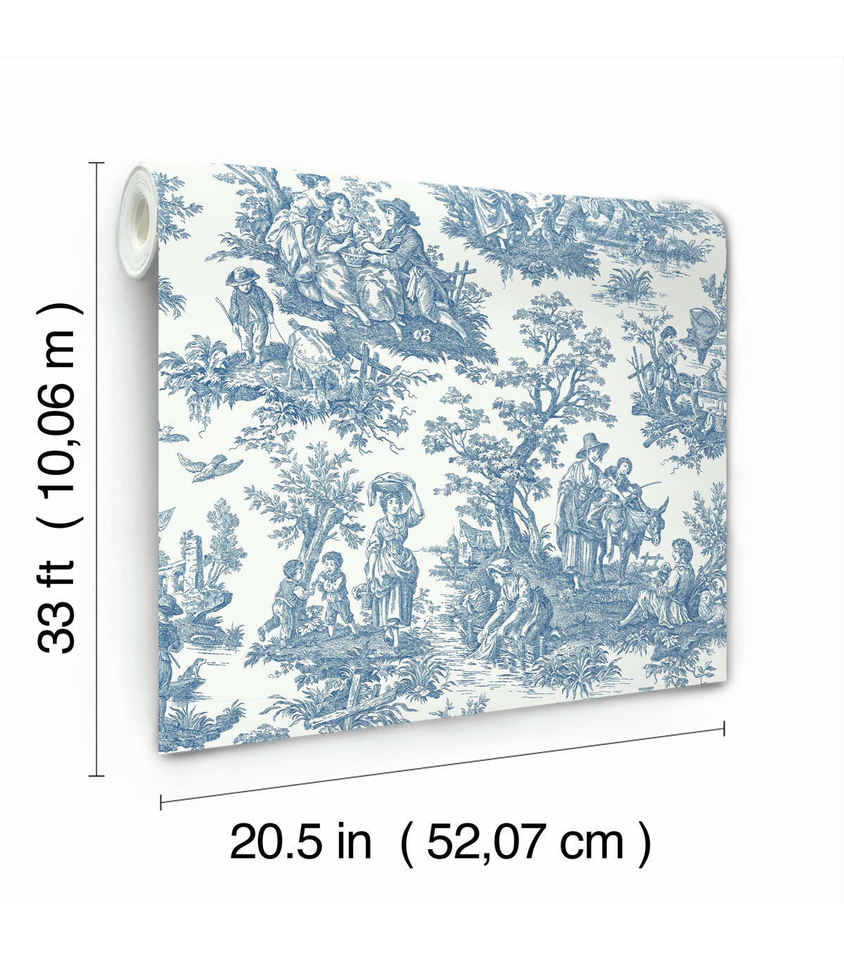 RoomMates 20.5 X 16.5' Blue Country Life Toile Peel & Stick Wallpaper