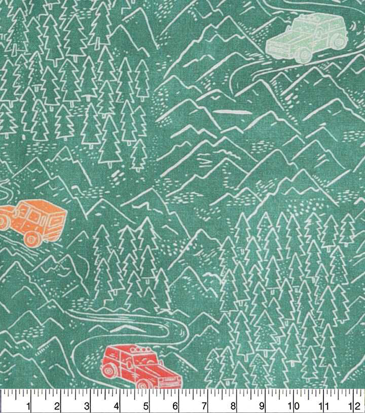 Green Off Roading Novelty Cotton Fabric