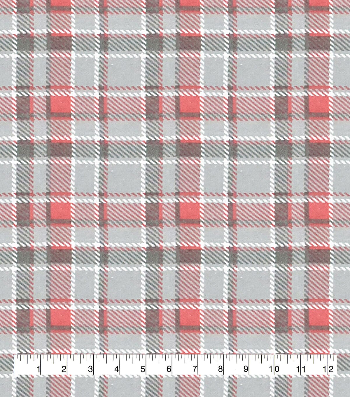 Gray Pink Plaid Super Snuggle Flannel Fabric