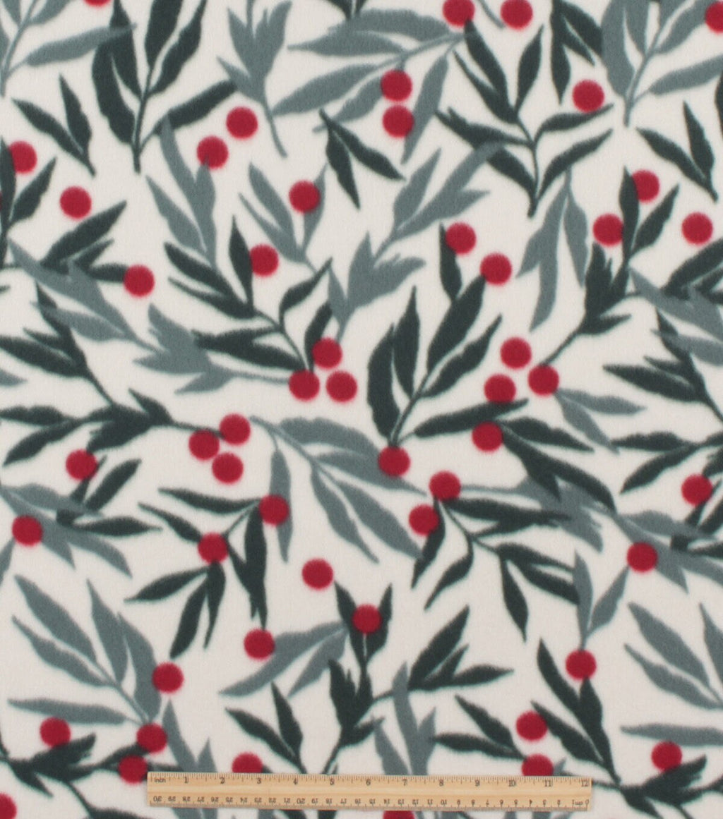 Green Mistletoe Blizzard Fleece Fabric