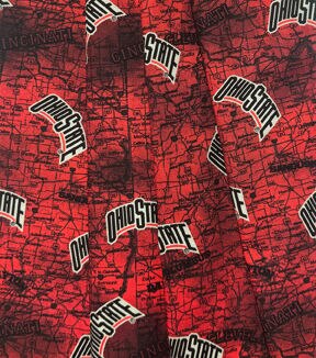 Red Distressed Ohio State Buckeyes Cotton Fabric
