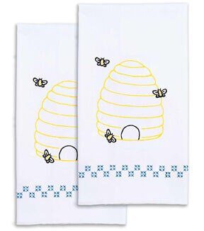 Jack Dempsey 17 x 28 Beehive Stamped Decorative Hand Towels 2pk