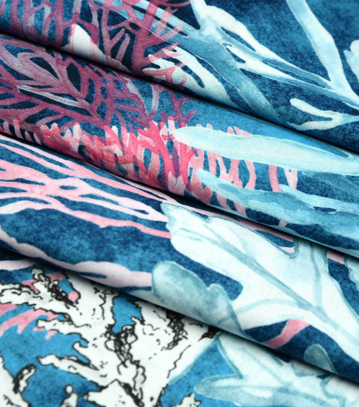 Large Scale Tropical Coral Reef Novelty Cotton Fabric