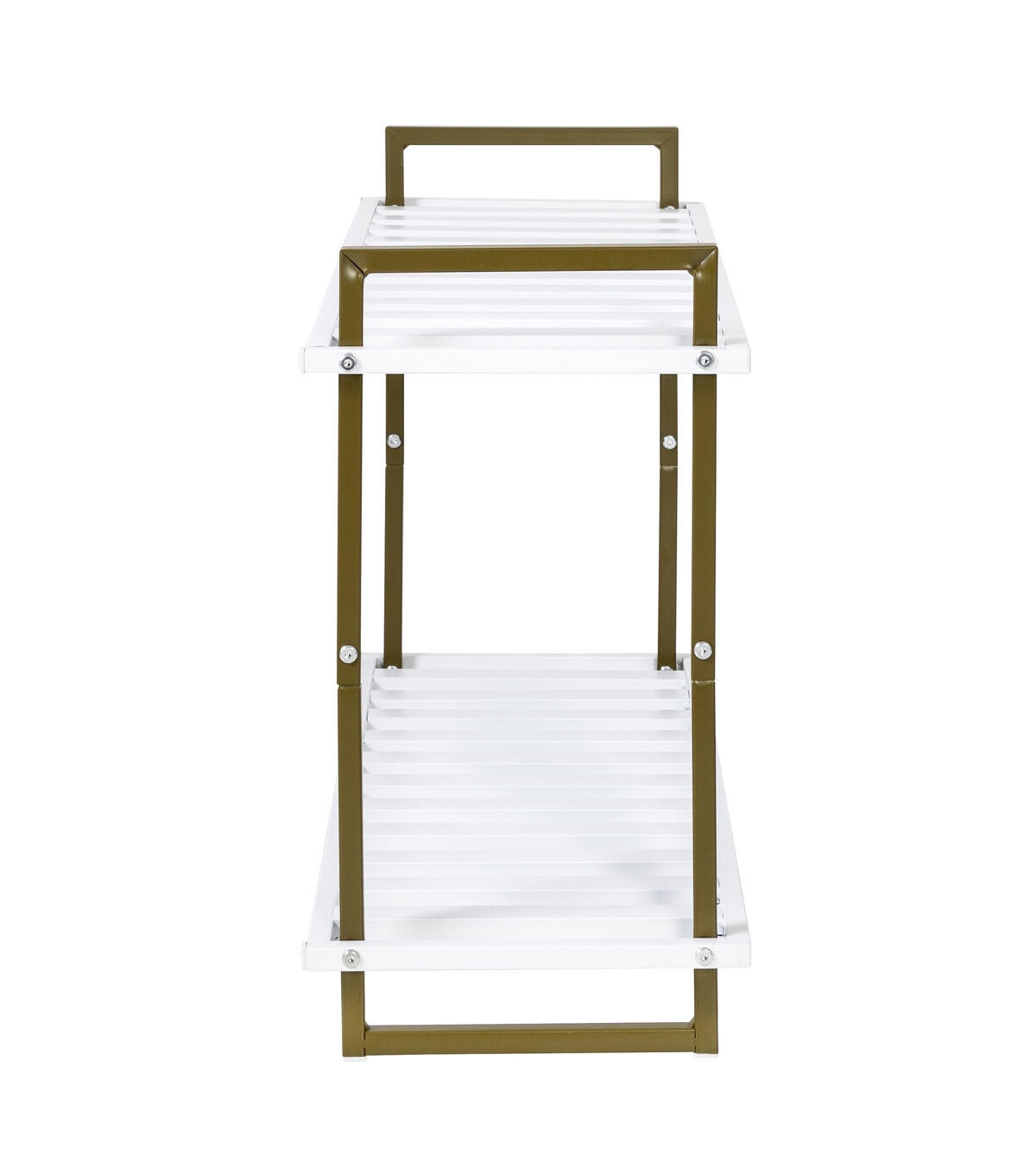 Honey Can Do 30 x 20 Olive & White 2 Tier Metal Shoe Rack