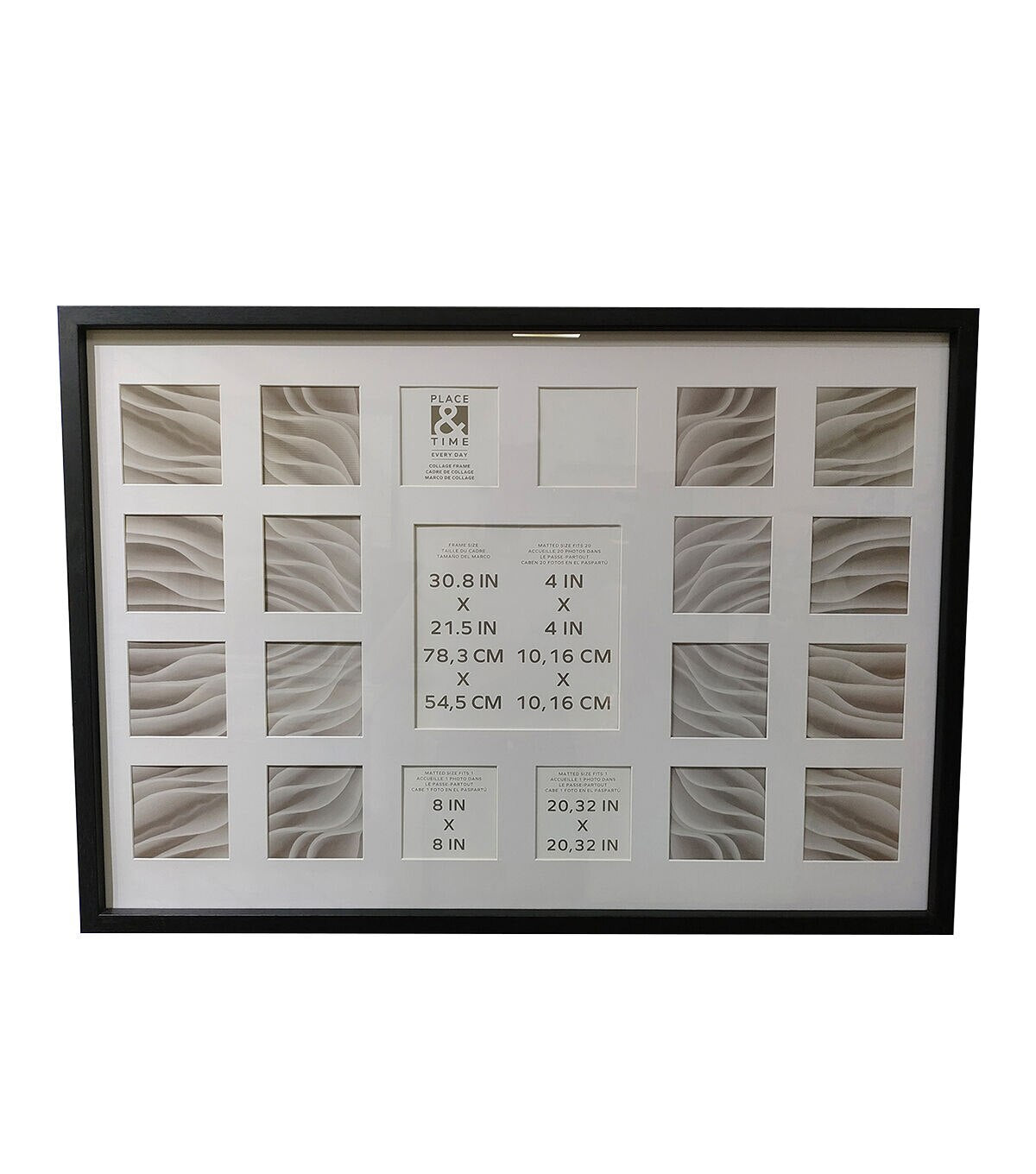 4 x 4 & 8 x 8 Black 21 Photo Collage Frame by Place & Time