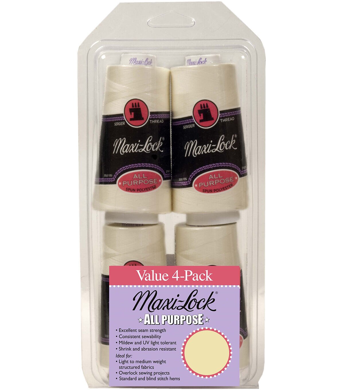 Maxi-Lock All Purpose Serger Thread Value Pack 4 pc Eggshell