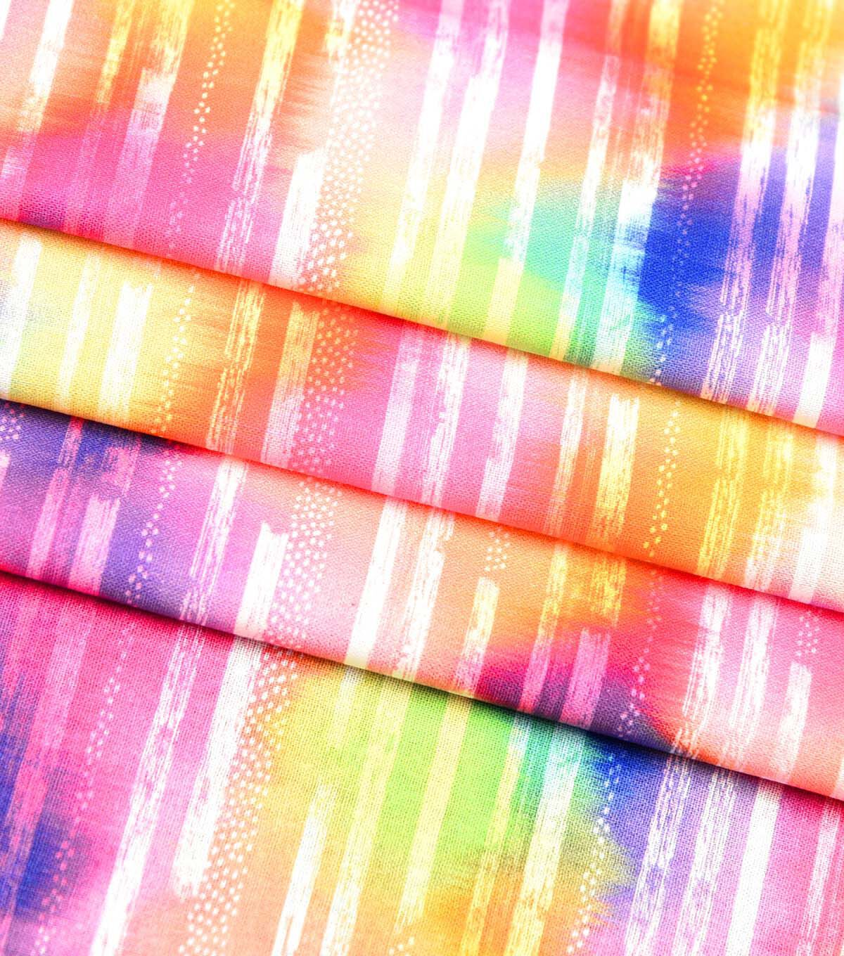Multicolor Watercolor Striped Quilt Cotton Fabric by Keepsake Calico