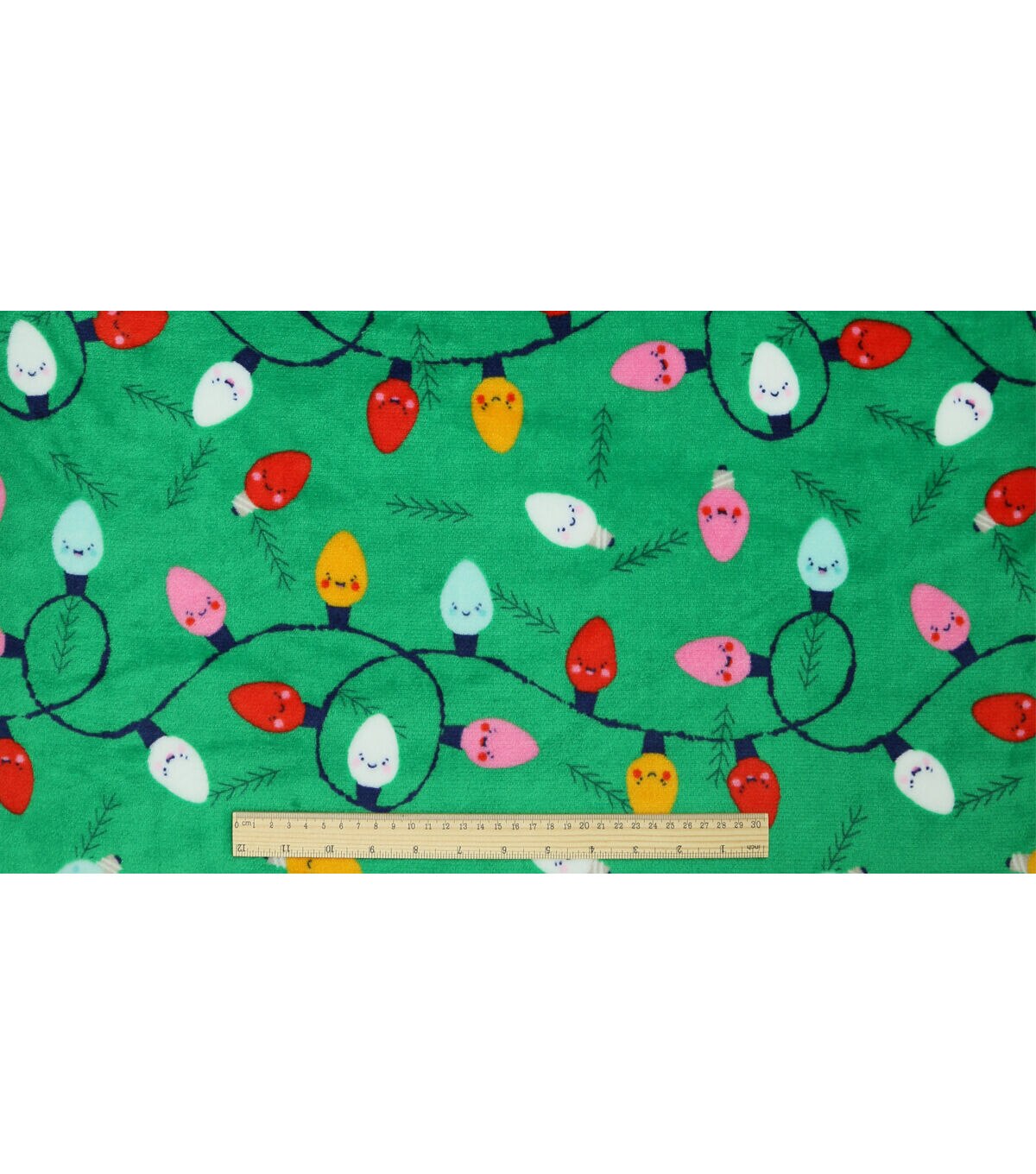 Lights On Green Sew Lush Fleece Fabric by POP!