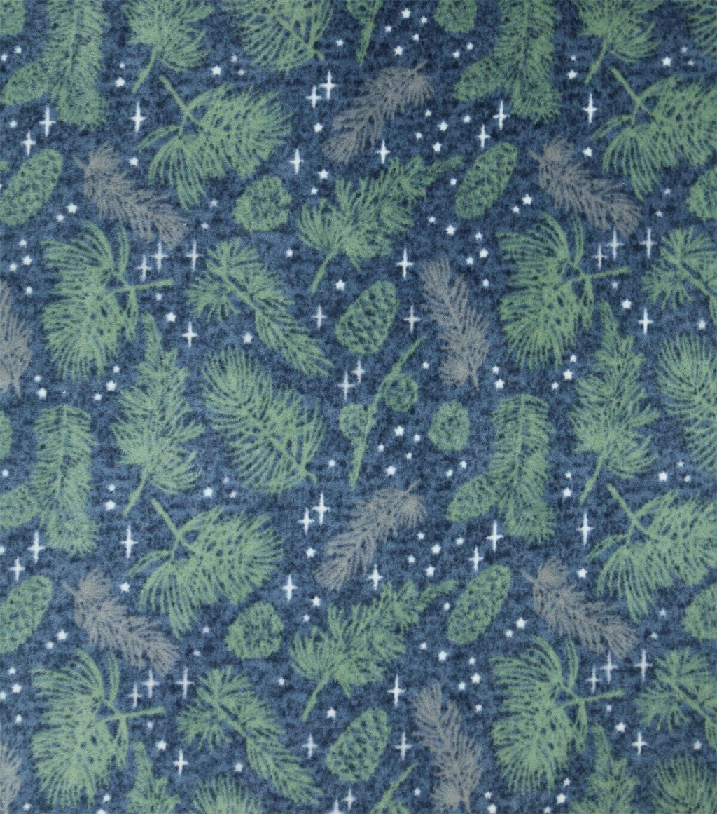 Blue Pinecone & Needles Luxe Fleece Fabric