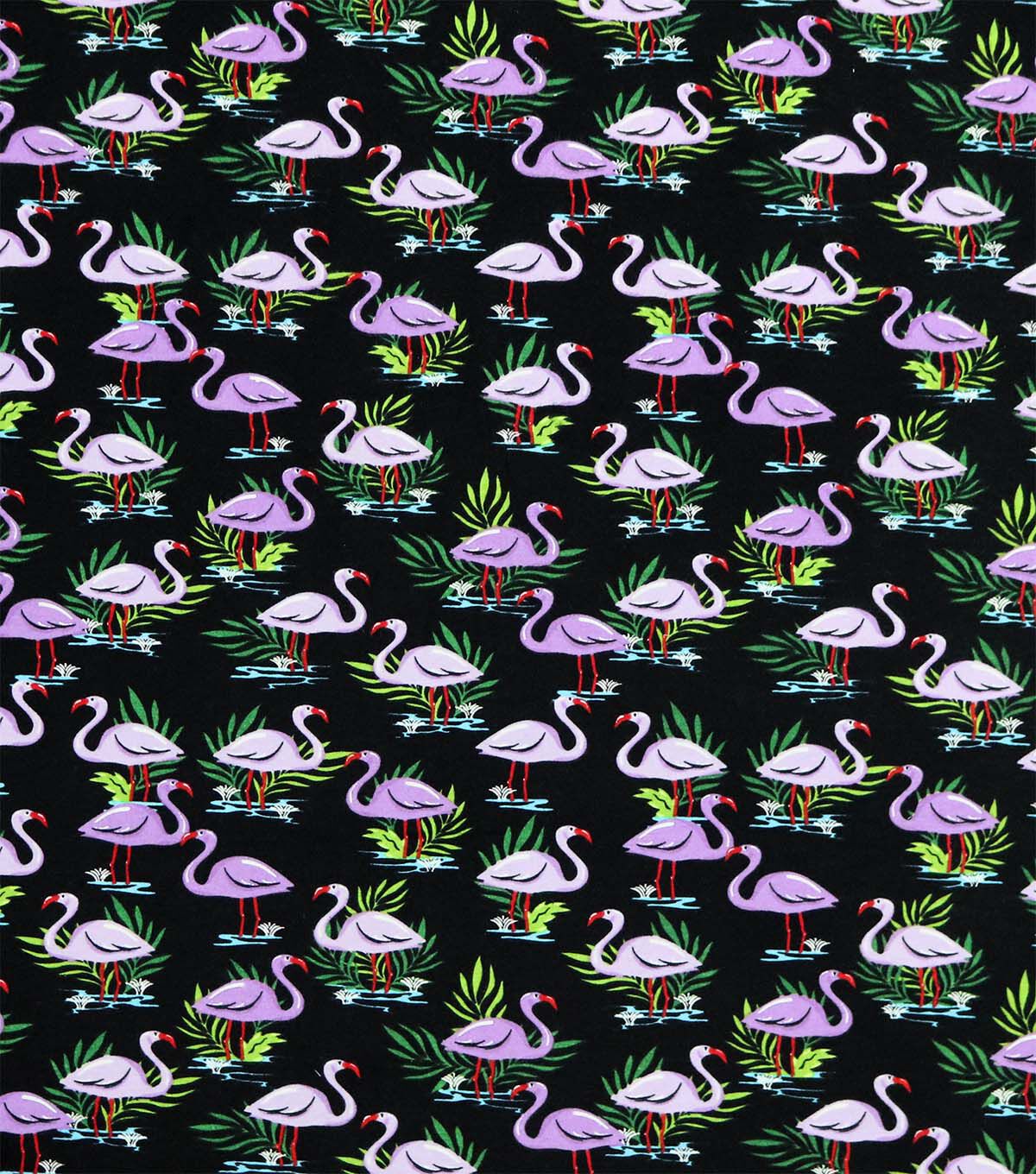 Flamingos on Black Super Snuggle Flannel Fabric
