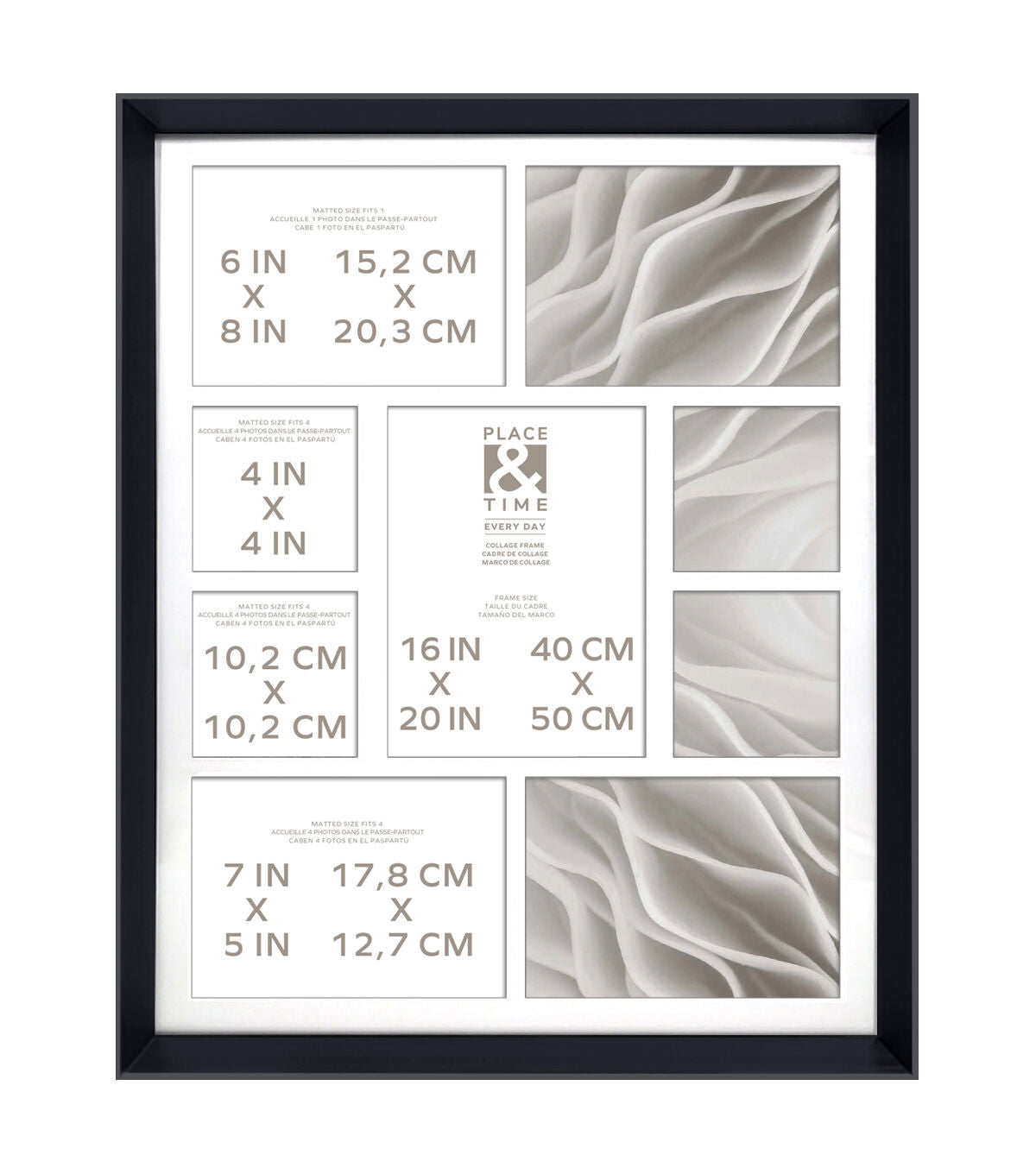 20 x 17 Matted 9 Photo Black Collage Frame by Place & Time