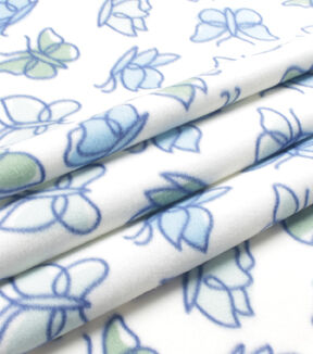 Sketched Blue Butterflies Blizzard Fleece Fabric