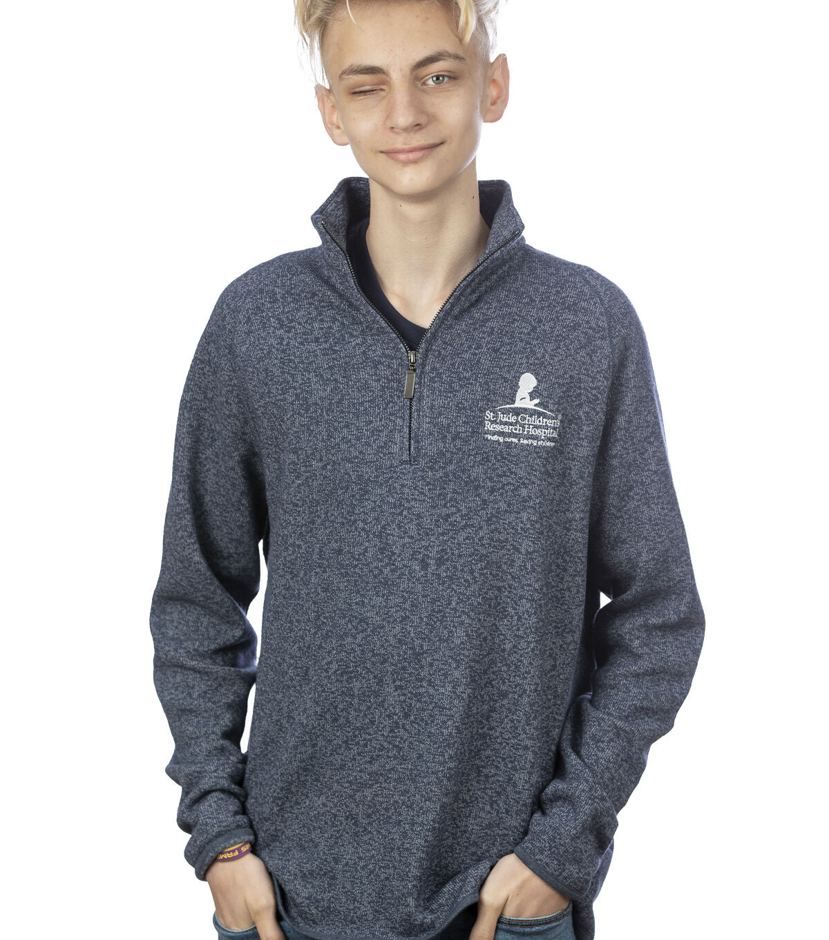 St. Jude Space on Blue Cotton Fabric by Ty