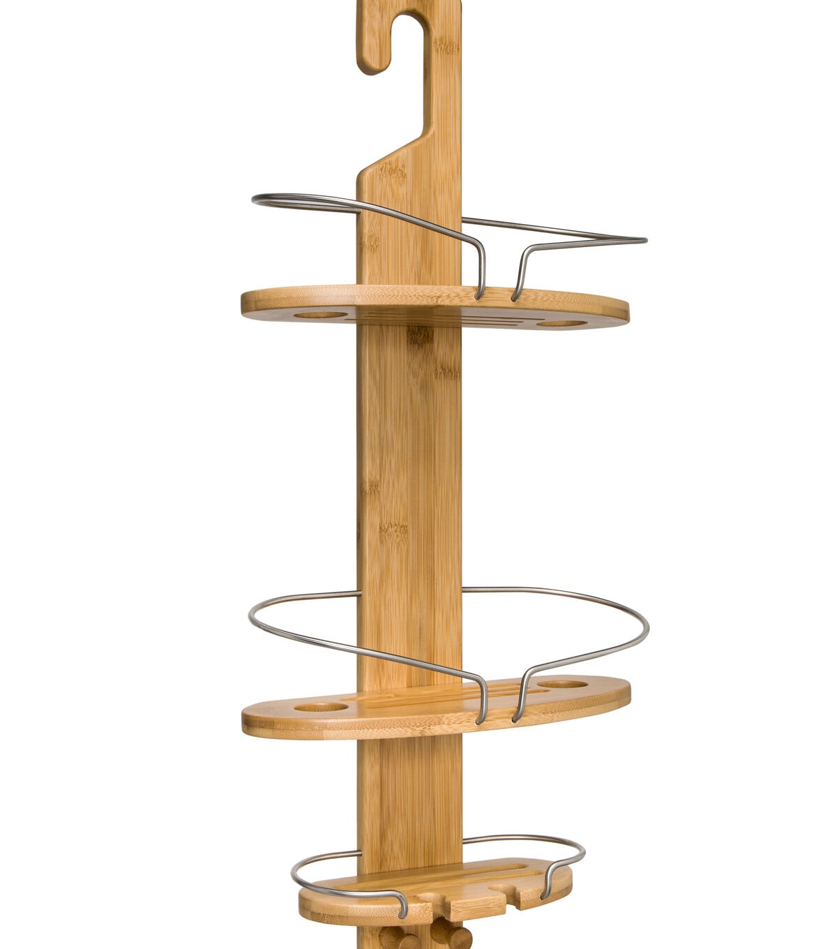 Honey Can Do 11.5 Natural & Chrome 3 Tier Bamboo Shower Caddy 10lbs