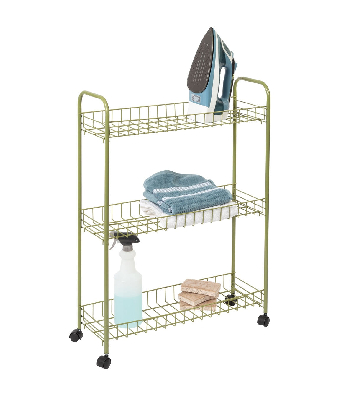 Honey Can Do 23 x 31 Olive 3 Tier Rolling Utility Cart